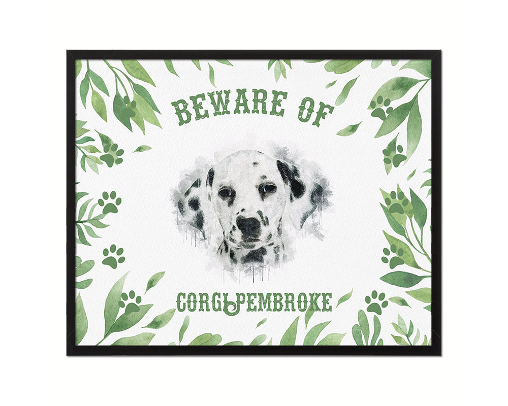 Beware of Dalmatian Sign Wood Framed Print Wall Art Decor Gifts