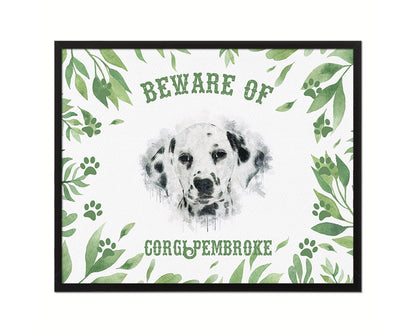 Beware of Dalmatian Sign Wood Framed Print Wall Art Decor Gifts