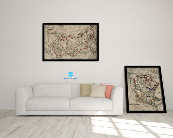 Siberia Russia Historical Map Framed Print Art Wall Decor Gifts
