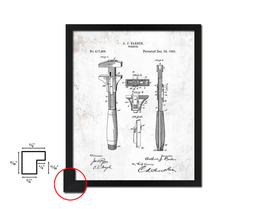 Wrench Tools Vintage Patent Artwork Black Frame Print Gifts