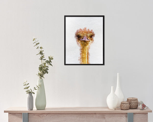 Ostrich Animal Painting Print Framed Art Home Wall Decor Gifts