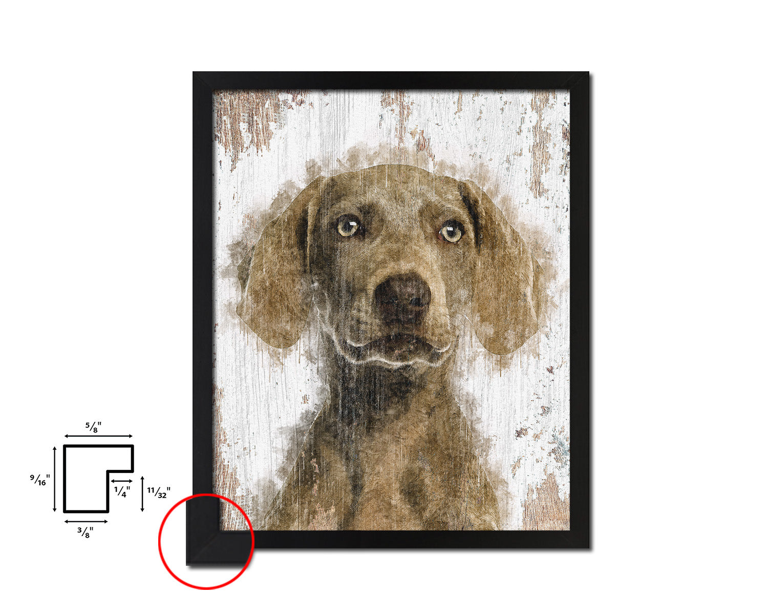 Weimarane Dog Puppy Portrait Framed Print Pet Watercolor Wall Decor Art Gifts