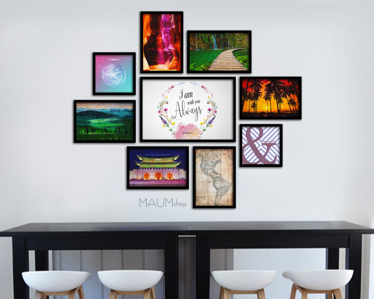 I Am With You Always, Matthew 28:20 Bible Verse Scripture Framed Print Wall Decor Art Gifts