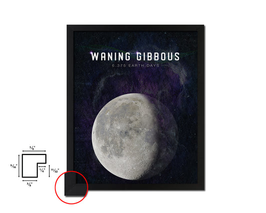 Waning Gibbous Lunar Phases Length of Year Moon Watercolor Nursery Framed Prints Wall Art Gift