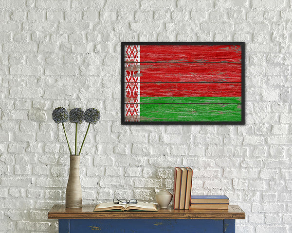 Belarus Country Wood Rustic National Flag Wood Framed Print Wall Art Decor Gifts