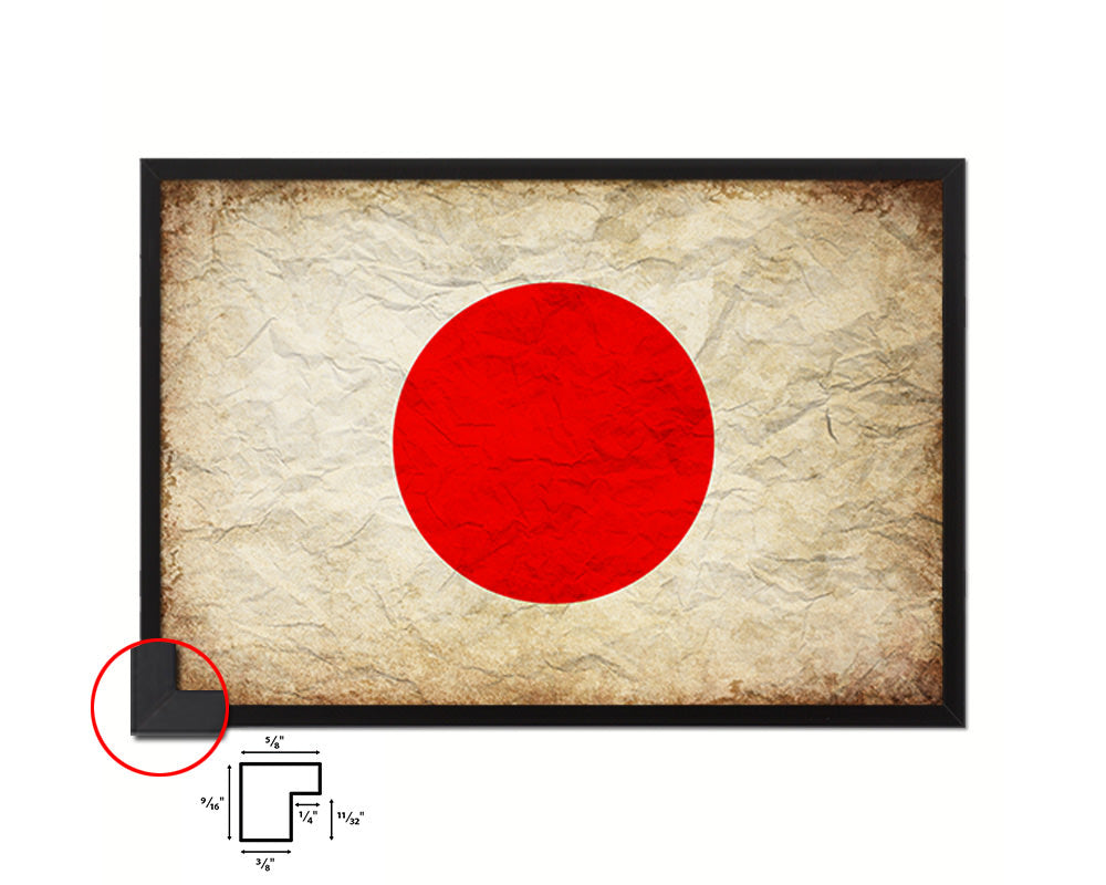 Japan Country Vintage Flag Wood Framed Print Wall Art Decor Gifts