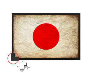 Japan Country Vintage Flag Wood Framed Print Wall Art Decor Gifts