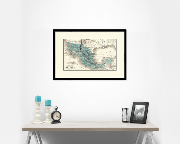 Mexico Old Map Framed Print Art Wall Decor Gifts