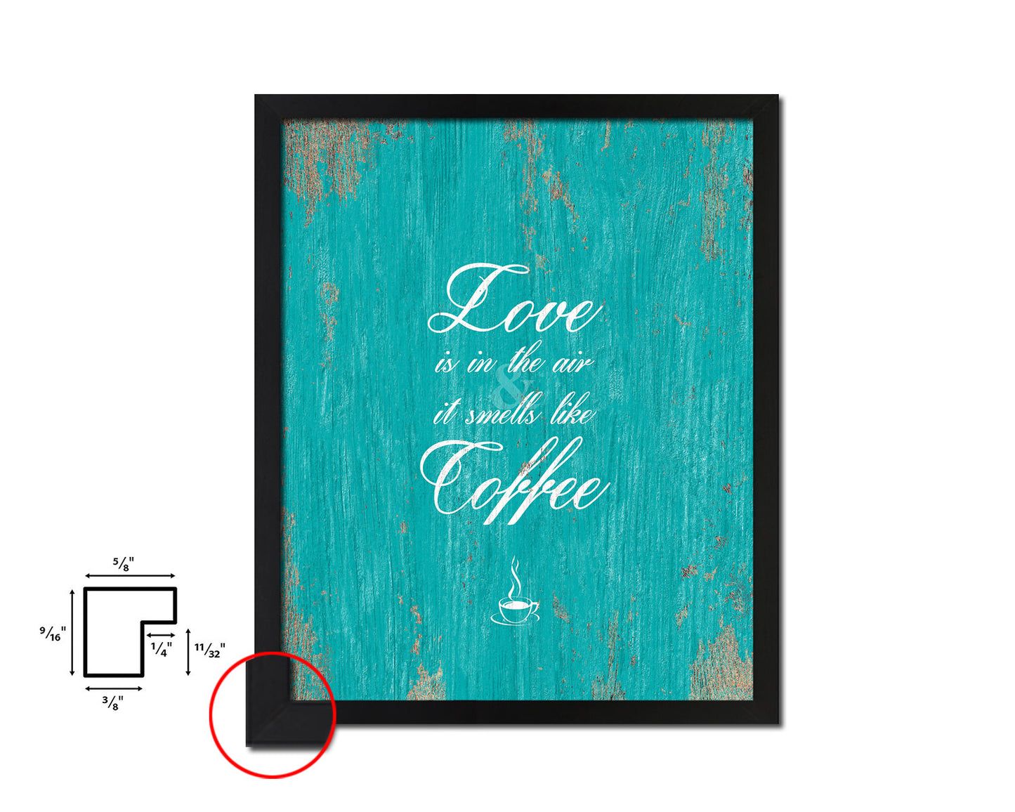 Love is in the air and it smells like coffee Quotes Framed Print Home Decor Wall Art Gifts
