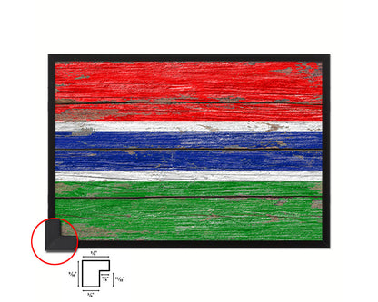 Gambia Country Wood Rustic National Flag Wood Framed Print Wall Art Decor Gifts