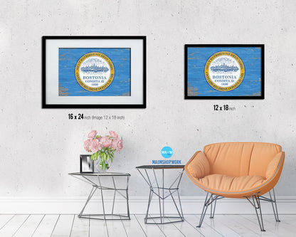 Boston City Massachusetts State Shabby Chic Flag Framed Prints Decor Wall Art Gifts
