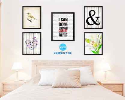 I can do all things through Christ who strengthens me, Philippians 3:20 Quote Framed Print Wall Art