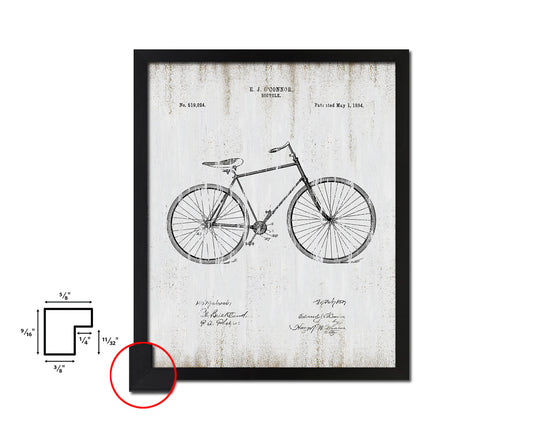 Vehicle Bicycle Vintage Patent Artwork Black Frame Print Wall Art Decor Gifts