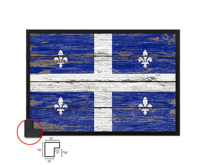 Quebec City Canada Rustic Flag Wood Framed Paper Prints Decor Wall Art Gifts