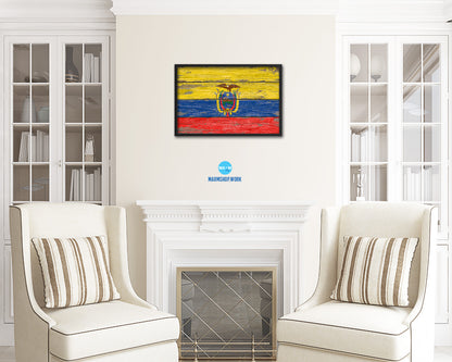 Ecuador Country Wood Rustic National Flag Wood Framed Print Wall Art Decor Gifts