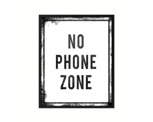 No Phone Zone Notice Danger Sign Framed Print Home Decor Wall Art Gifts