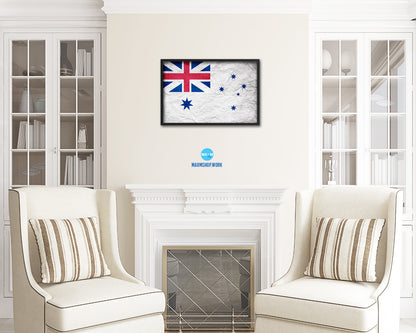 Australian White Ensign City Australia Country Vintage Flag Wood Framed Prints Decor Wall Art Gifts