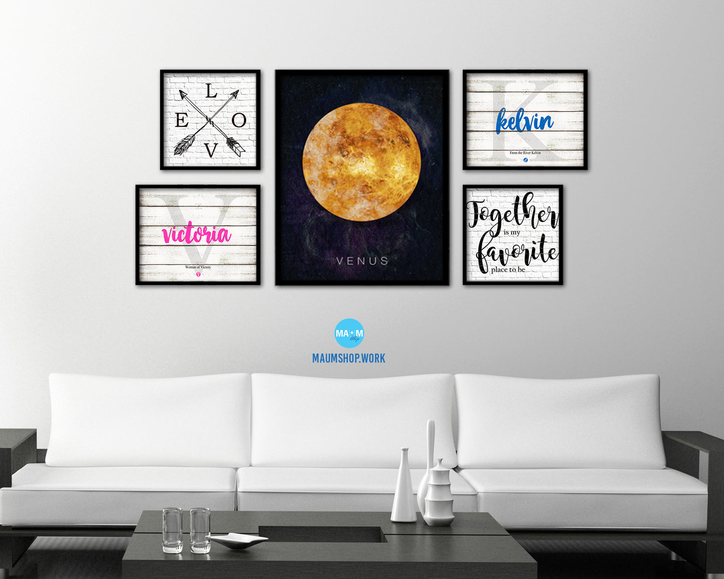 Venus Planet Prints Watercolor Solar System Framed Print Home Decor Wall Art Gifts