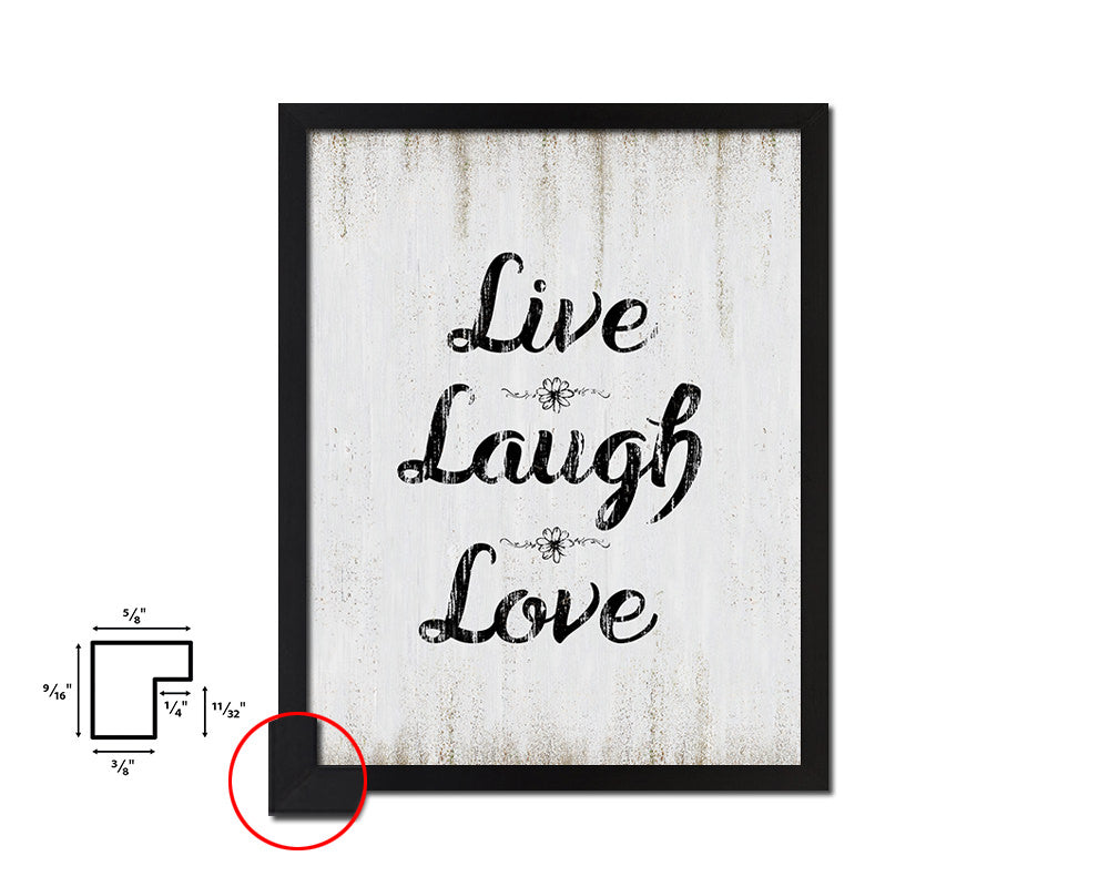 Live laugh love Quote Wood Framed Print Wall Decor Art