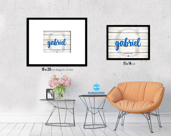 Gabriel Personalized Biblical Name Plate Art Framed Print Kids Baby Room Wall Decor Gifts