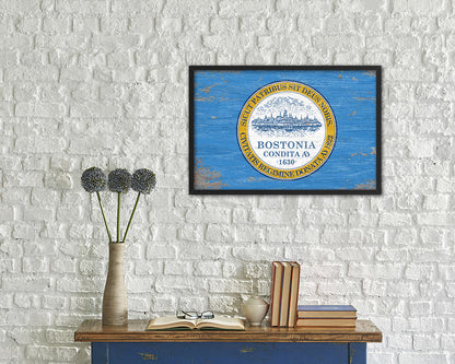 Boston City Massachusetts State Shabby Chic Flag Framed Prints Decor Wall Art Gifts