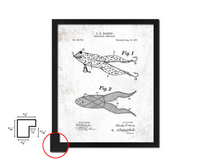 Artificial Fish Frog Bait Fishing Vintage Patent Artwork Black Frame Print Gifts