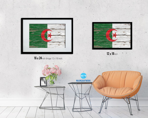 Algeria Country Wood Rustic National Flag Wood Framed Print Wall Art Decor Gifts