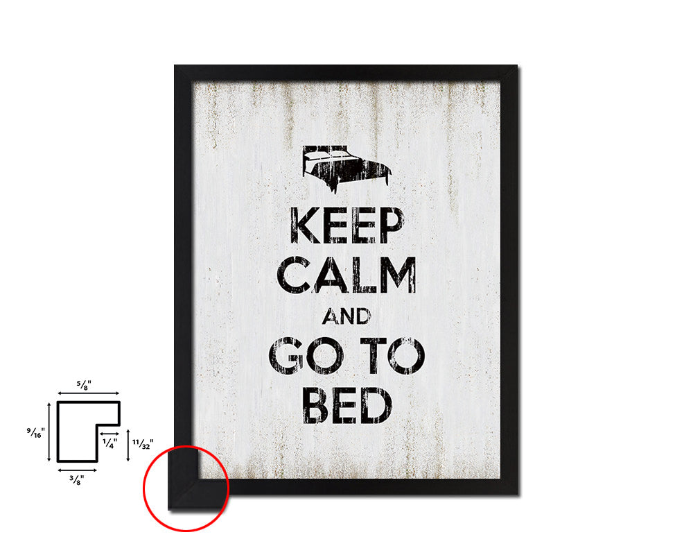 Keep calm and go to bed Quote Wood Framed Print Wall Decor Art