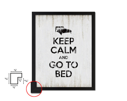 Keep calm and go to bed Quote Wood Framed Print Wall Decor Art