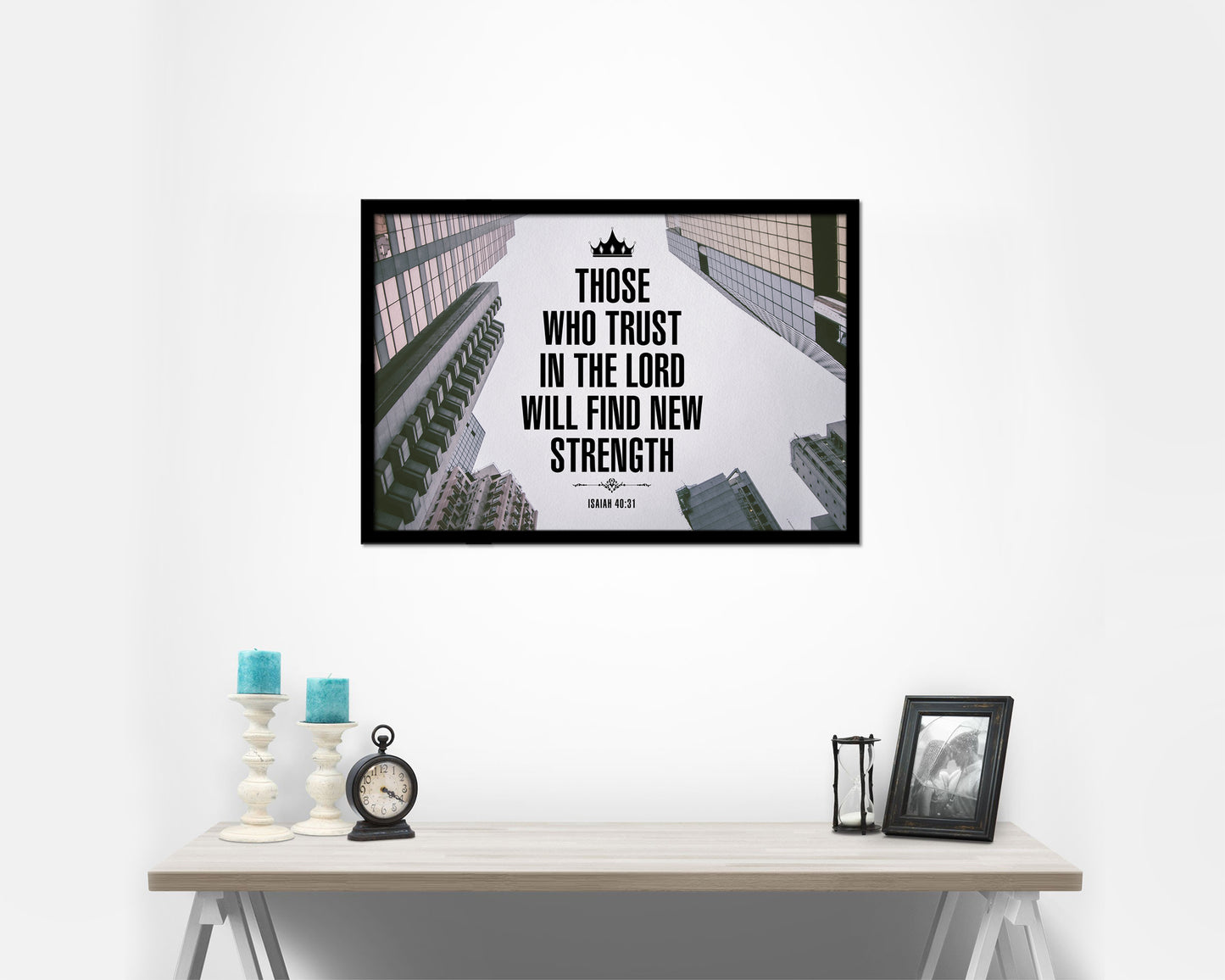 Those who trust in the Lord will find new strength, Isaiah 40:31 Bible Verse Scripture Framed Art