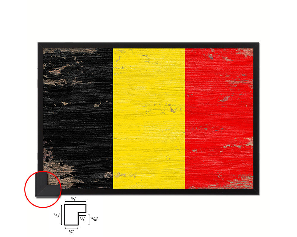 Belgium Shabby Chic Country Flag Wood Framed Print Wall Art Decor Gifts