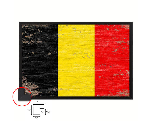 Belgium Shabby Chic Country Flag Wood Framed Print Wall Art Decor Gifts