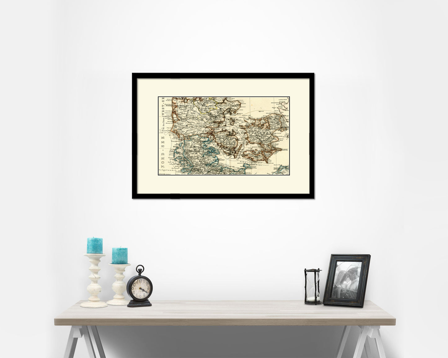 Denmark Old Map Framed Print Art Wall Decor Gifts