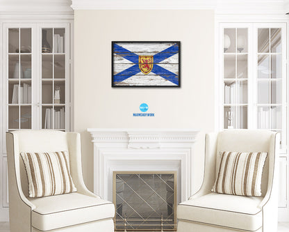 Nova Scotia Province City Canada Country Rustic Flag Wood Framed Paper Prints Decor Wall Art Gifts