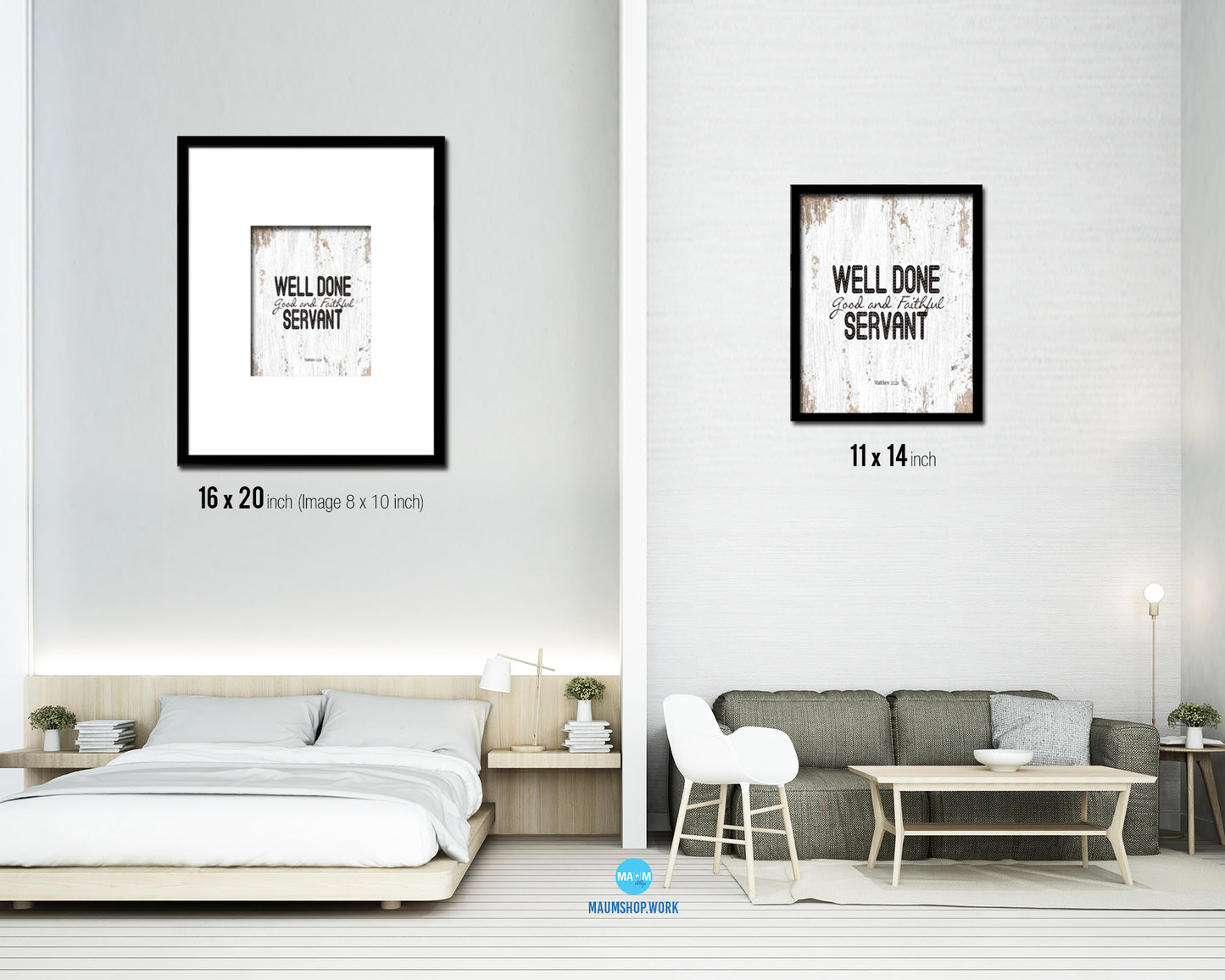 Well Done Good & Faithful Servant, Matthew 25:21 Quote Framed Print Home Decor Wall Art Gifts