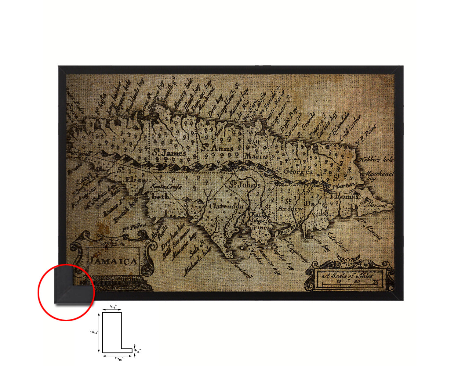Jamaica John Speed 1675 Vintage Map Framed Print Art Wall Decor Gifts