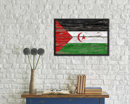 Sahrawi Arab Democratic Republic Country Wood Rustic National Flag Wood Framed Print Wall Art Decor Gifts