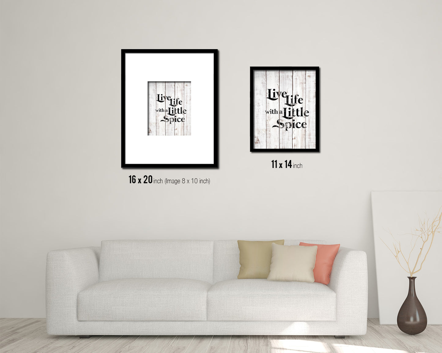 Live life with a little spice White Wash Quote Framed Print Wall Decor Art