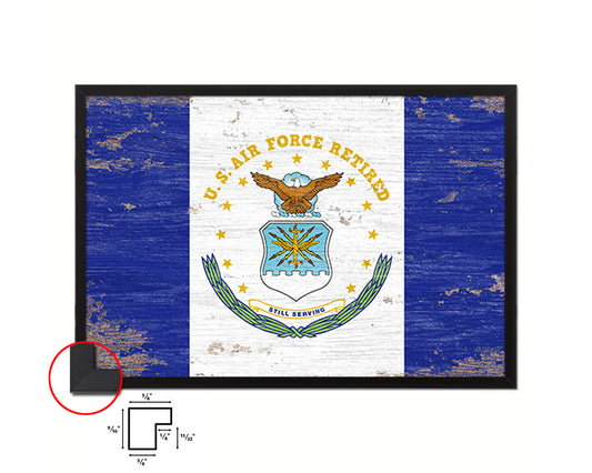 US Air Force Retired Shabby Chic Military Flag Framed Print Decor Wall Art Gifts