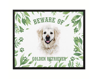 Beware of German Shepherd Sign Wood Framed Print Wall Art Decor Gifts