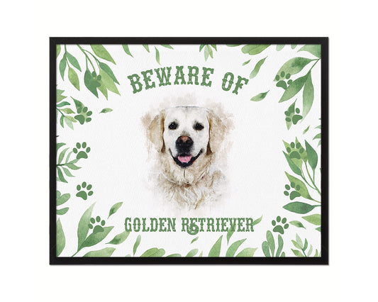 Beware of German Shepherd Sign Wood Framed Print Wall Art Decor Gifts