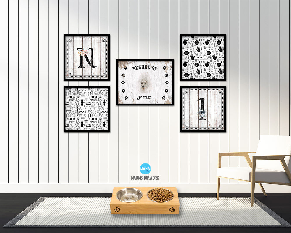 Beware of Pomeranian Spitz Sign Wood Framed Print Wall Art Decor Gifts