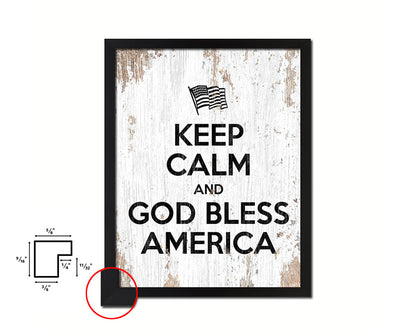 Keep calm and God bless America Quote Framed Print Home Decor Wall Art Gifts