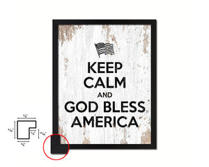 Keep calm and God bless America Quote Framed Print Home Decor Wall Art Gifts