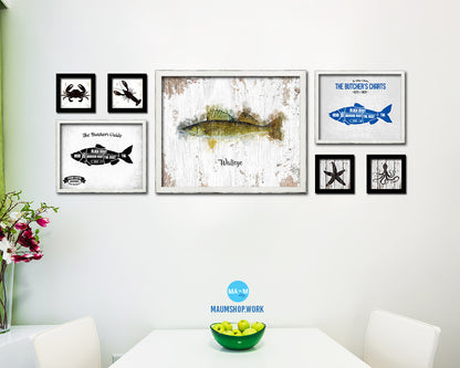 Walleye Fish Framed Prints Modern Restaurant Sushi Bar Watercolor Wall Art Decor