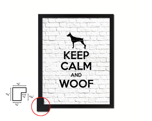 Keep calm and woof Quote Framed Print Home Decor Wall Art Gifts