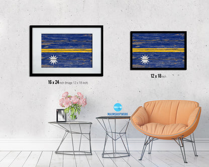 Nauru Country Wood Rustic National Flag Wood Framed Print Wall Art Decor Gifts