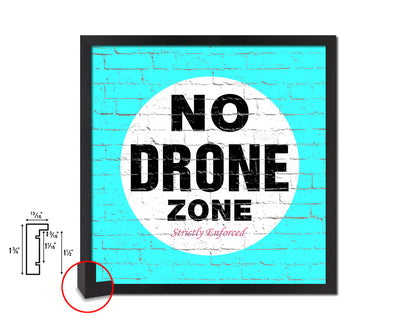No Drone Zone Shabby Chic Sign Wood Framed Art Paper Print Wall Decor Gifts