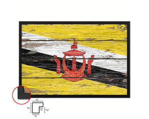 Brunei Country Wood Rustic National Flag Wood Framed Print Wall Art Decor Gifts