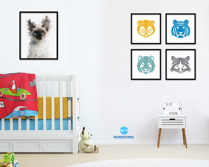 Thai Kitten Cat Kitten Portrait Framed Print Pet Home Decor Custom Watercolor Wall Art Gifts
